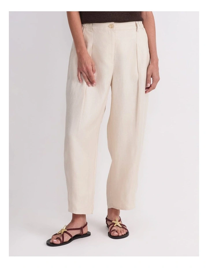 Jamie Barrel Linen Pant in Cream image 1