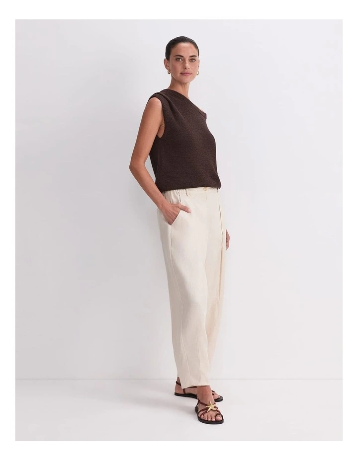 Jamie Barrel Linen Pant in Cream image 4