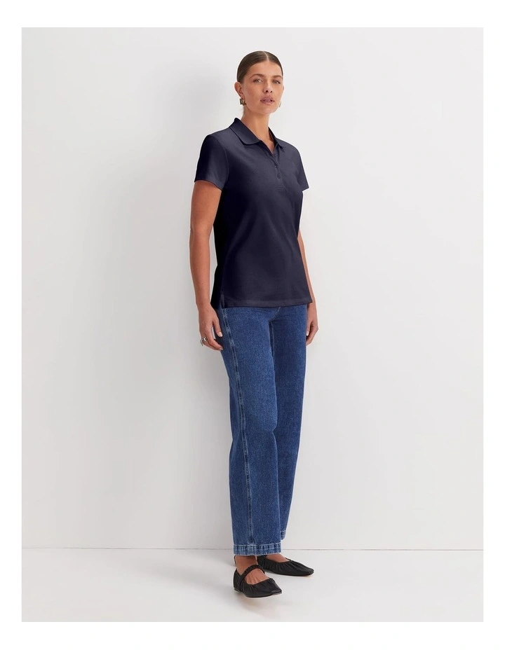 Jolene Pique Polo in Navy image 3