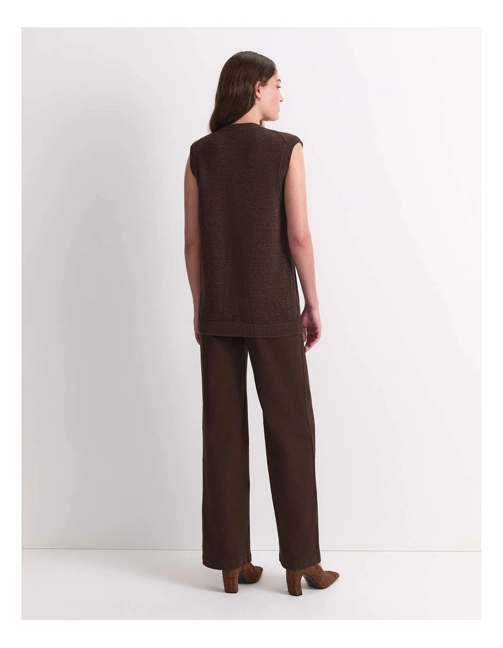 Josie Tape Yarn Vest in Brown image 2
