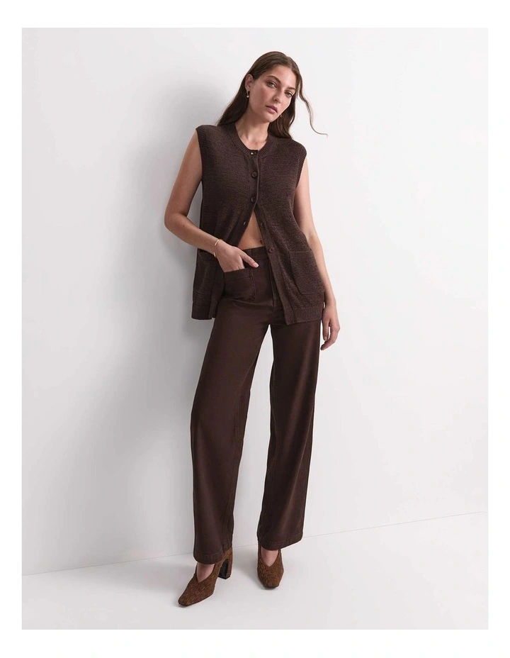 Josie Tape Yarn Vest in Brown image 3