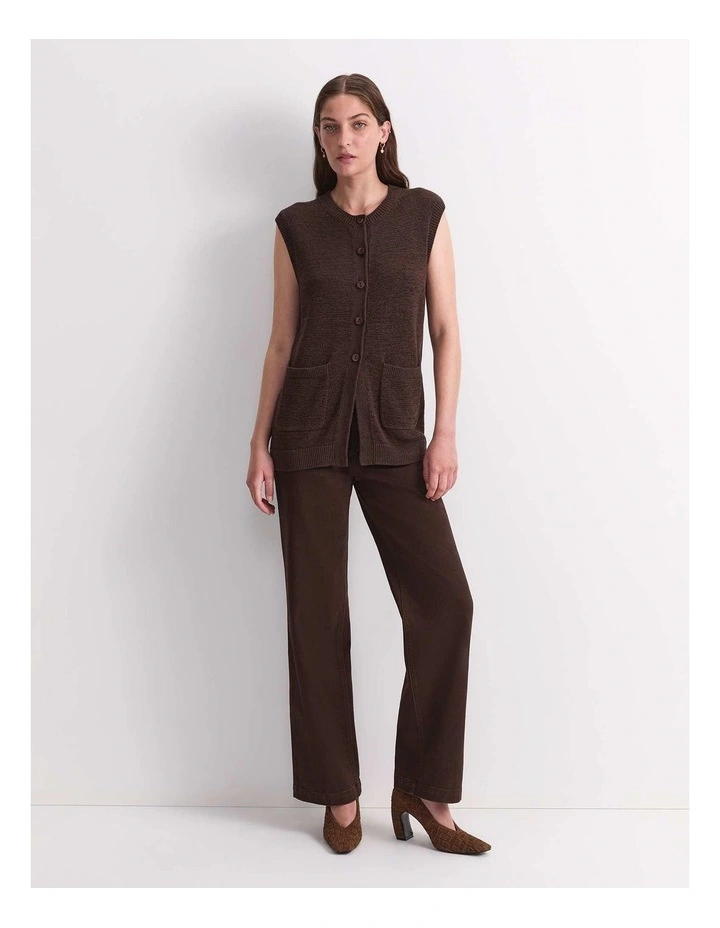 Josie Tape Yarn Vest in Brown image 4