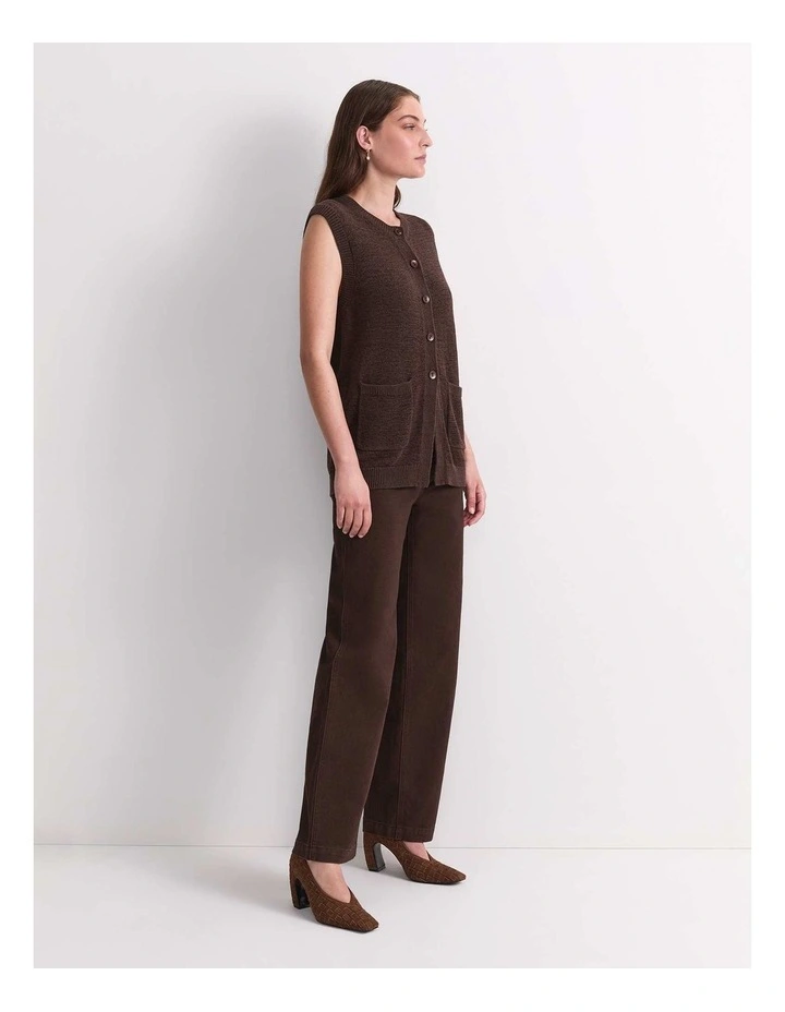 Josie Tape Yarn Vest in Brown image 5