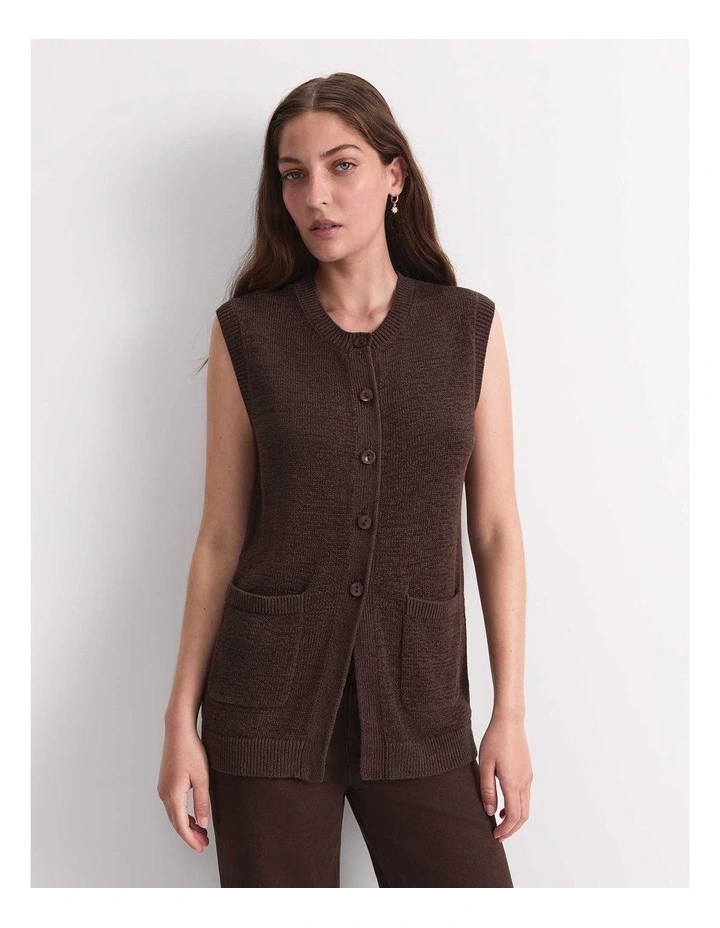 Josie Tape Yarn Vest in Brown image 6