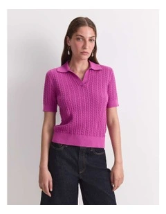 Elka Pointelle Polo Knit