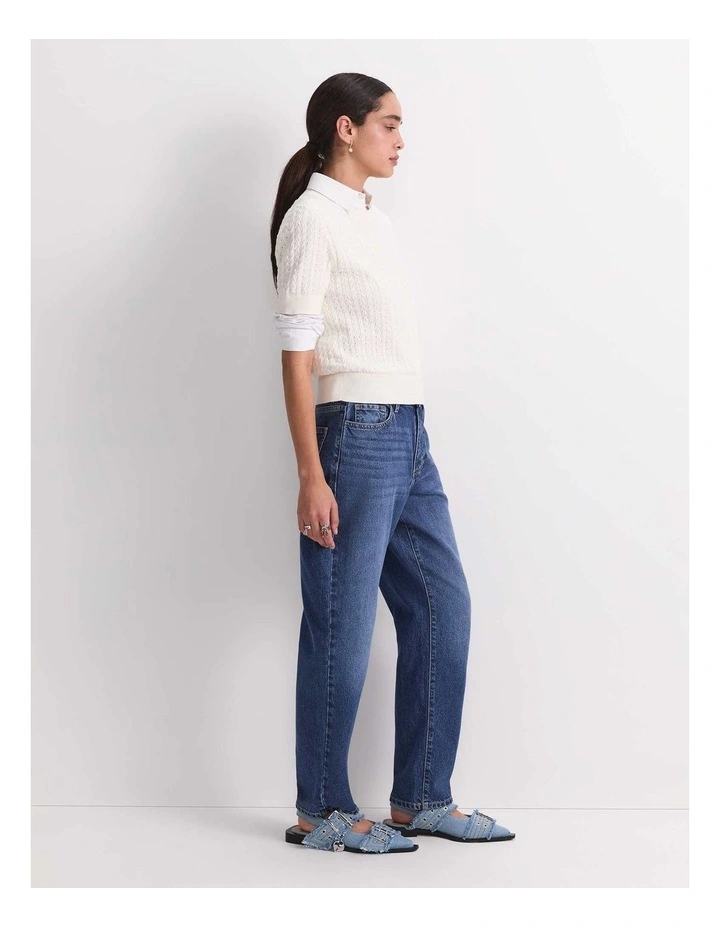 Elka Pointelle Crew Knit in White image 4