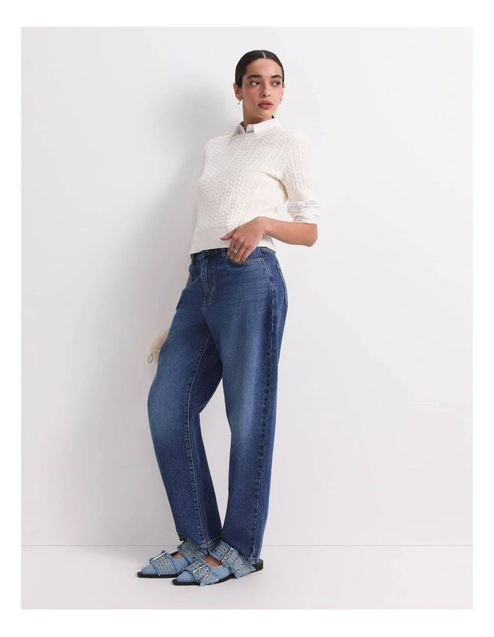 Elka Pointelle Crew Knit in White image 5