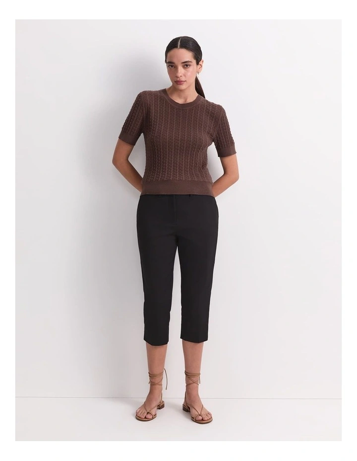 Elka Pointelle Crew Knit in Brown image 4