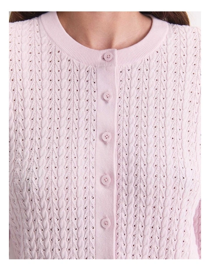 Elka Pointelle Cardigan in Pink image 6