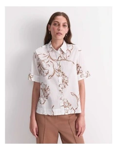 Franka Short Sleeve Lily Voile Shirt in Brown