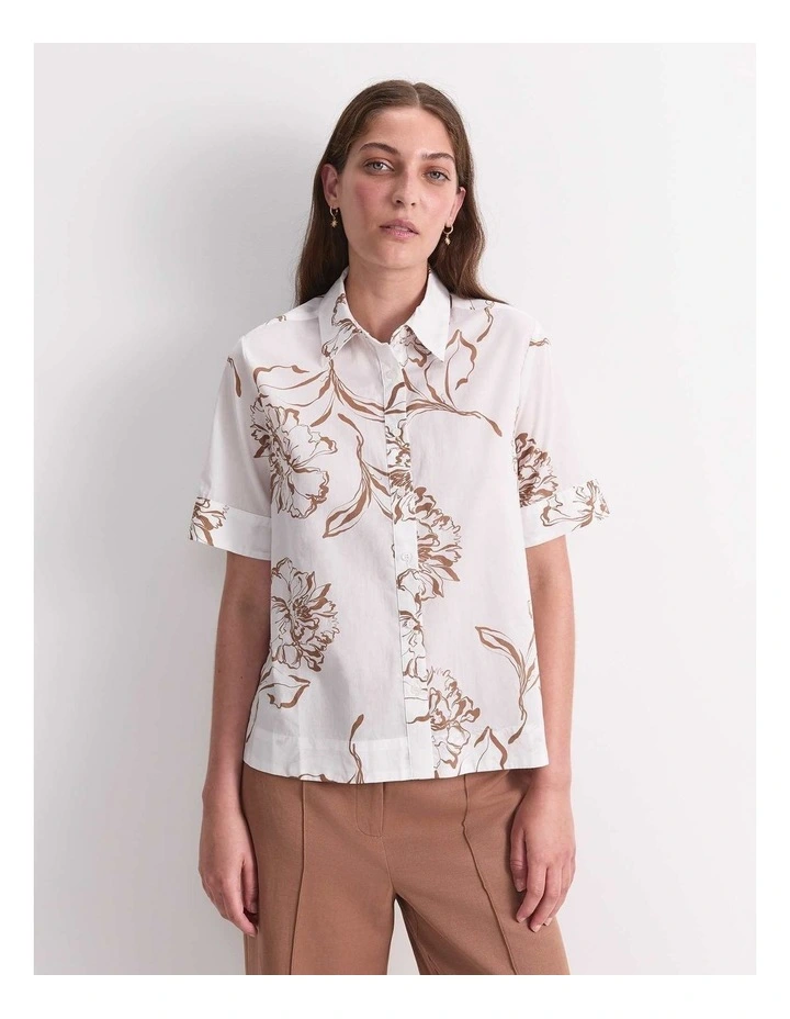 Franka Short Sleeve Lily Voile Shirt in Brown image 1