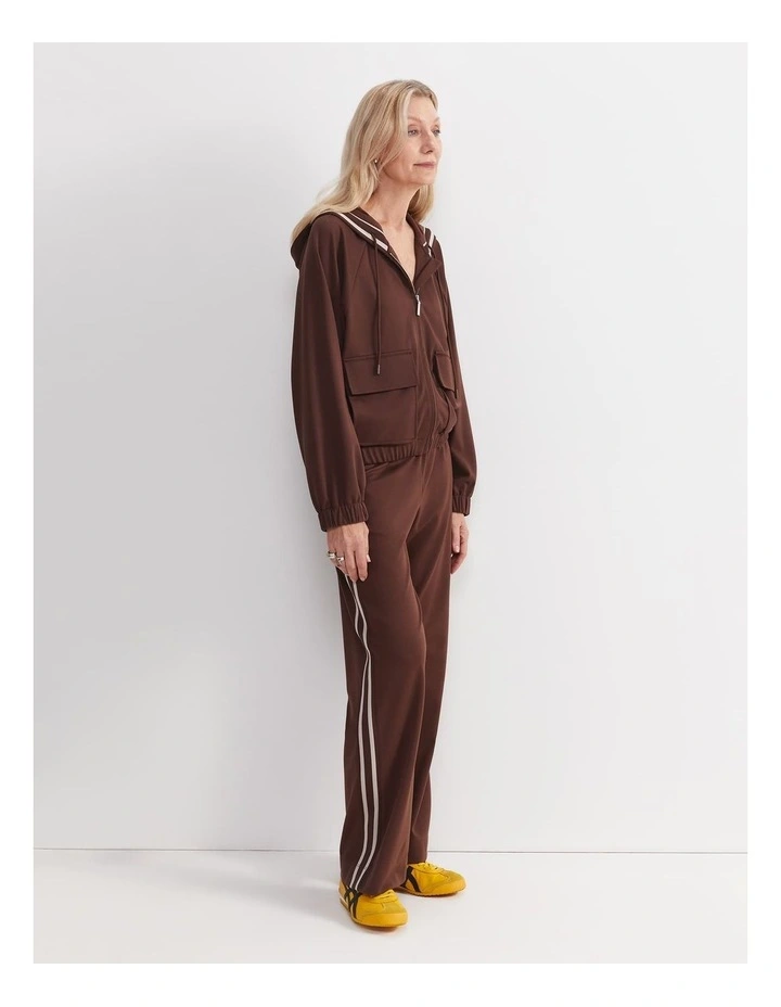 Misha Hooded Track Jacket in Brown image 2