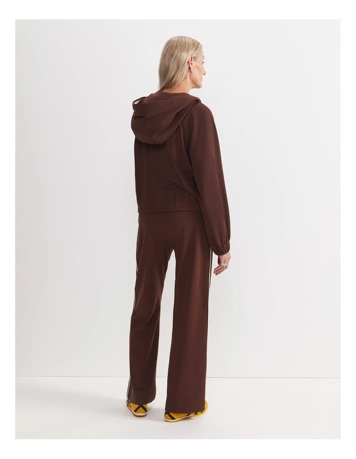 Misha Hooded Track Jacket in Brown image 3