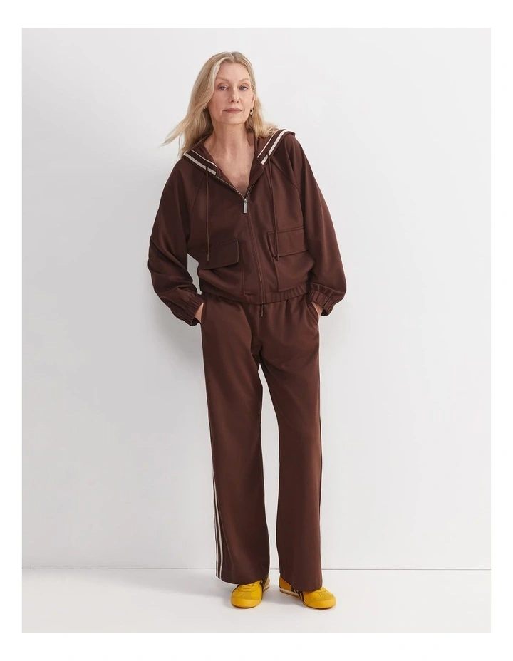 Misha Hooded Track Jacket in Brown image 4