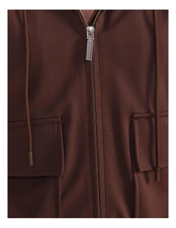 Misha Hooded Track Jacket in Brown image 5