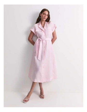 Vallerina Soft Shirt Midi Dress in Pink
