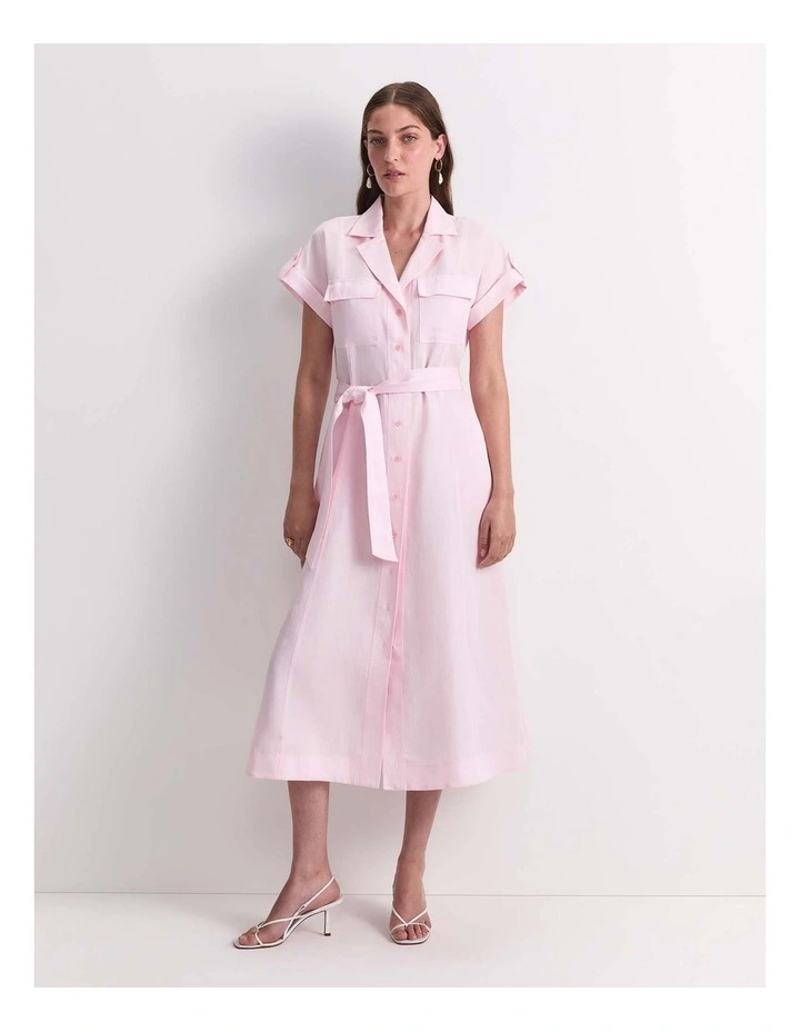 Vallerina Soft Shirt Midi Dress in Pink image 2