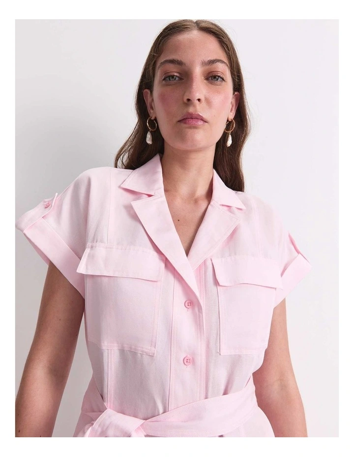 Vallerina Soft Shirt Midi Dress in Pink image 3