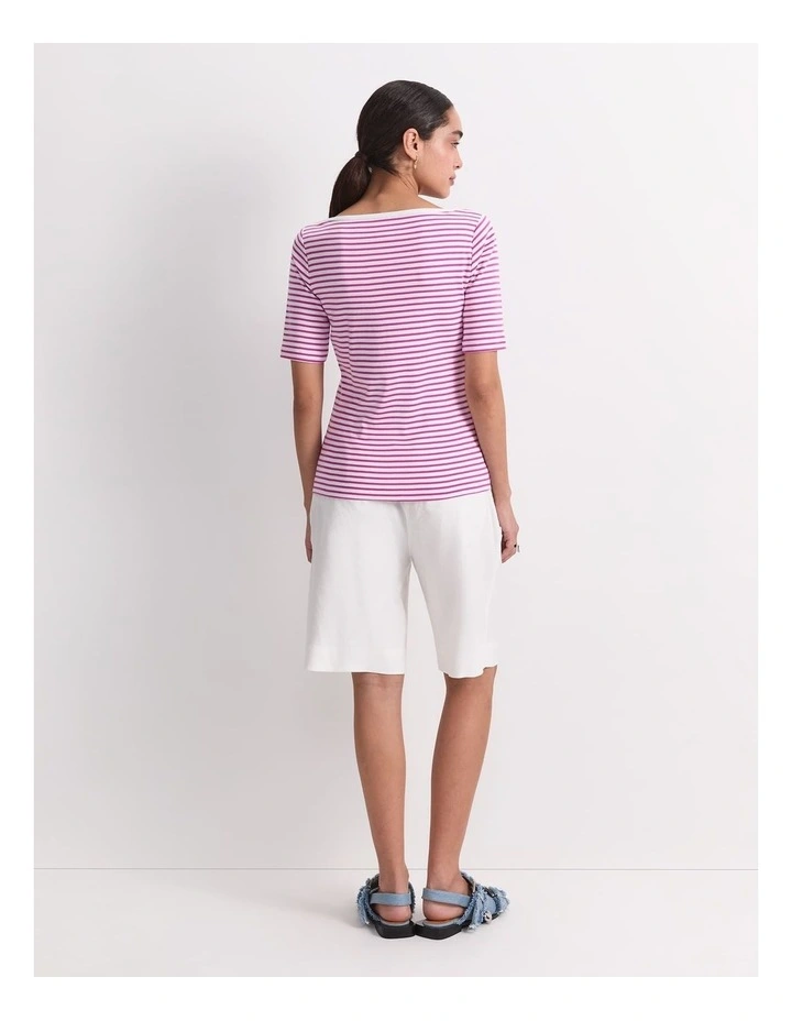 Heidi Boat Neck Half Sleeve Tee in Pink image 2