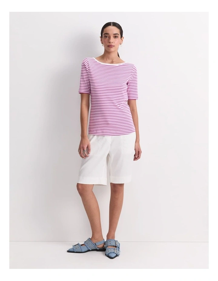 Heidi Boat Neck Half Sleeve Tee in Pink image 3