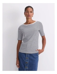 Heidi Boat Neck Half Sleeve Tee