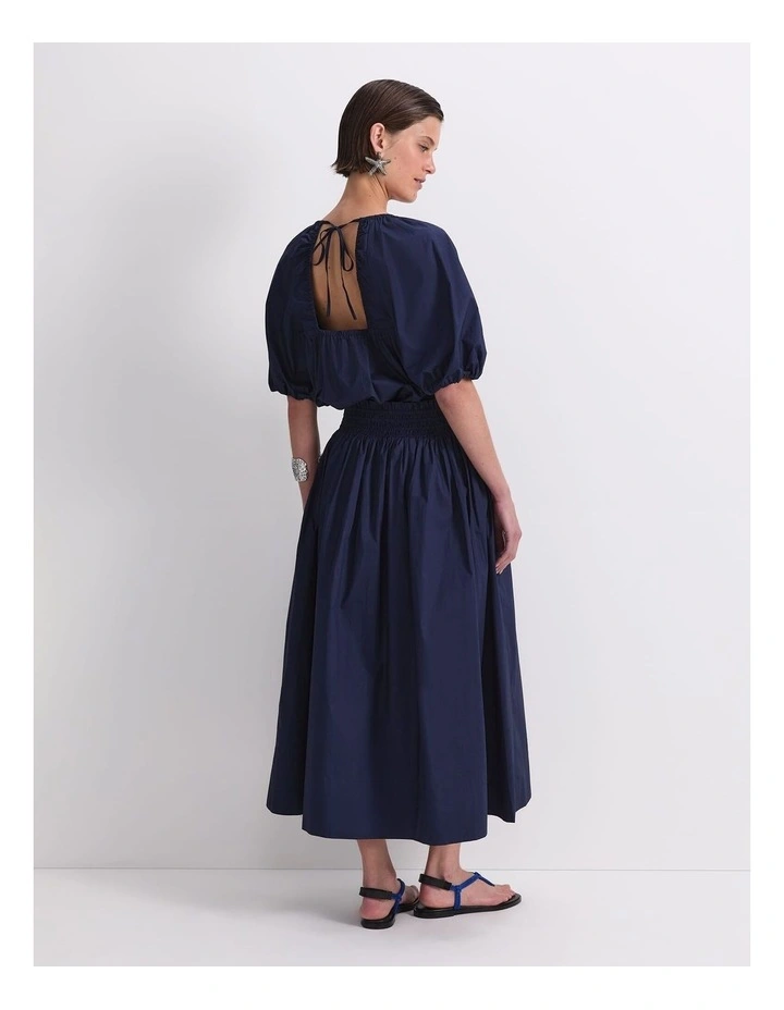 Nila Cotton Midi Skirt in Navy image 2