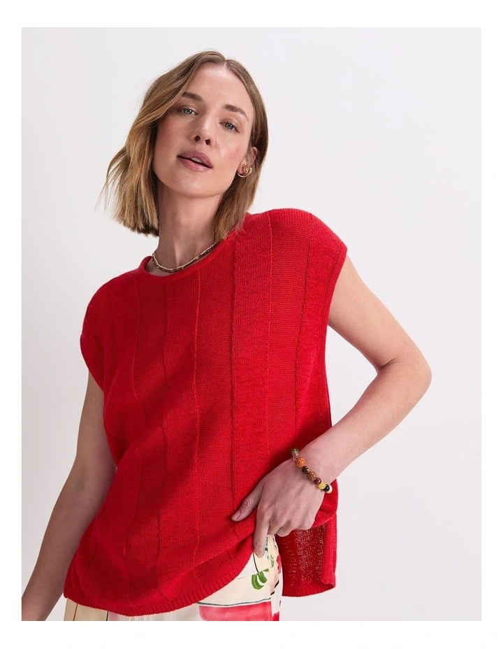 Josie Side Split Knit Jumper in Red image 4