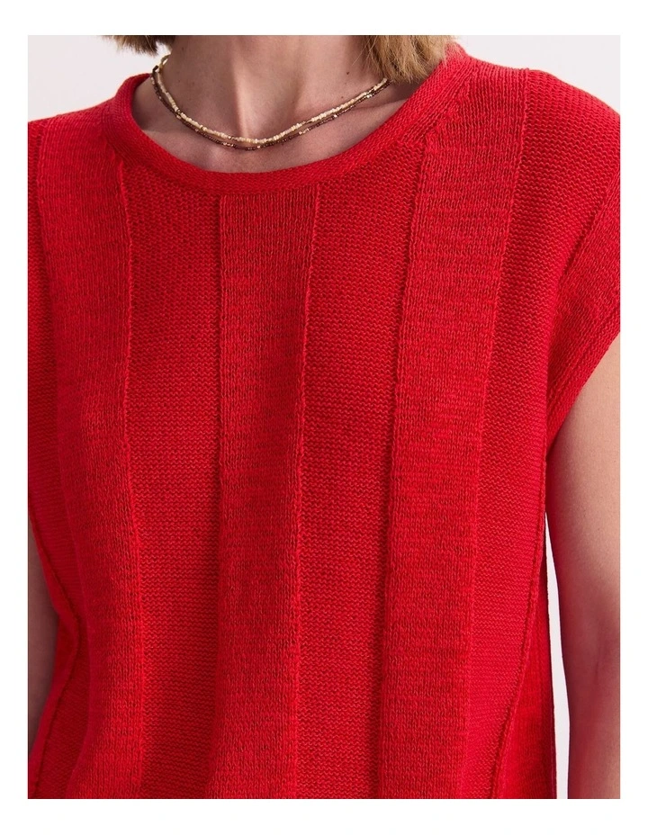 Josie Side Split Knit Jumper in Red image 5