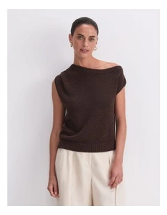 Josie Asymmetric Knit in Brown