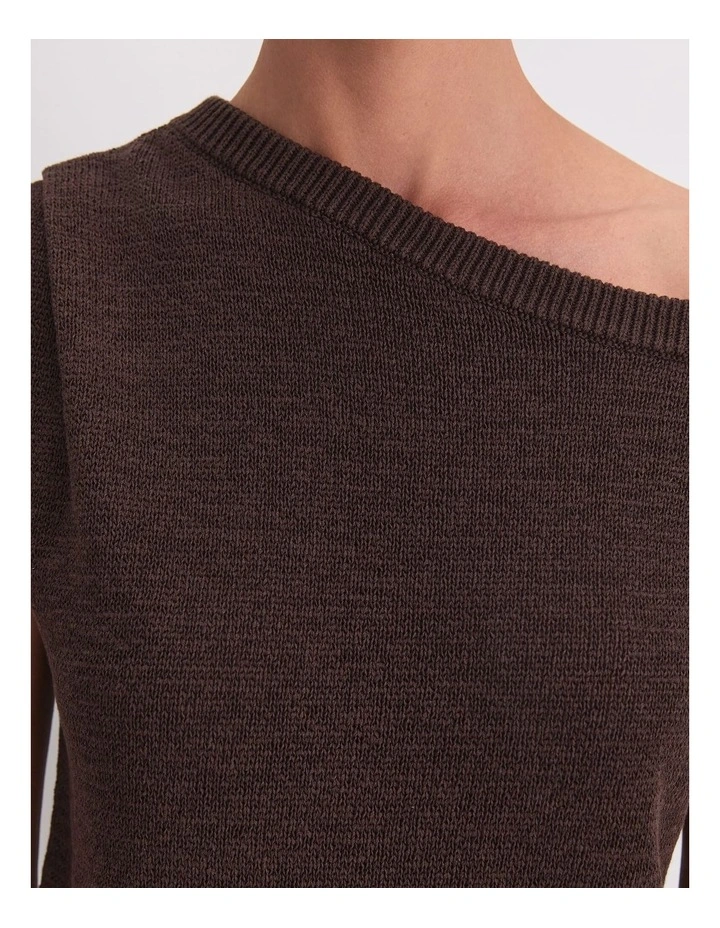 Josie Asymmetric Knit in Brown image 5