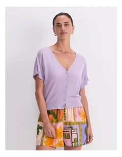 Silk Blend Reversible Knit in Purple