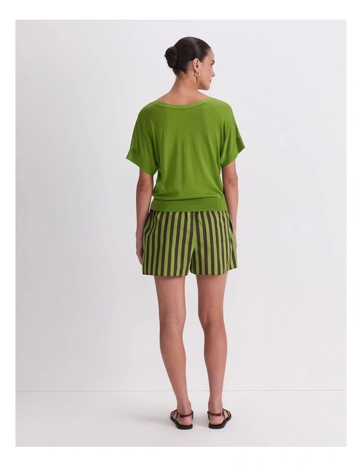 Silk Blend Reversible Knit in Pea Green image 2