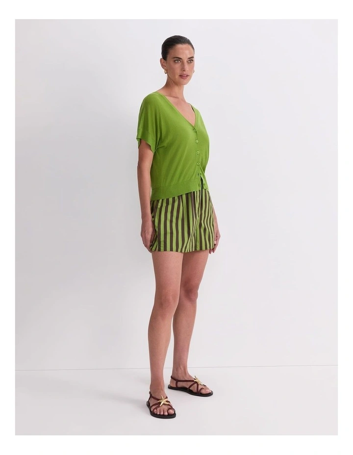 Silk Blend Reversible Knit in Pea Green image 3