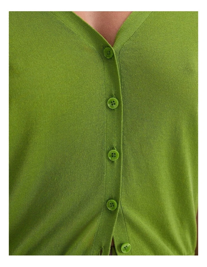 Silk Blend Reversible Knit in Pea Green image 5