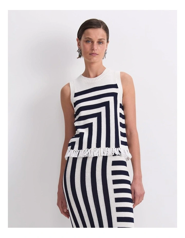 Avoca Fringe Knit Jumper in Blue image 1