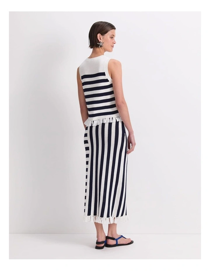 Avoca Fringe Knit Jumper in Blue image 2