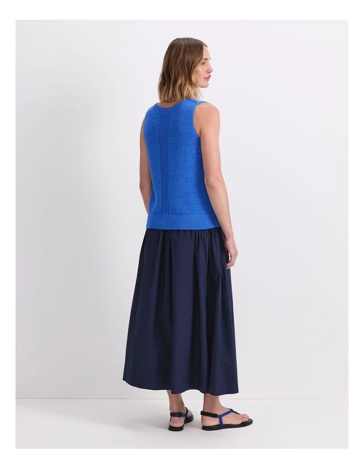 Josie Tape Yarn Knit Singlet in Blue image 2