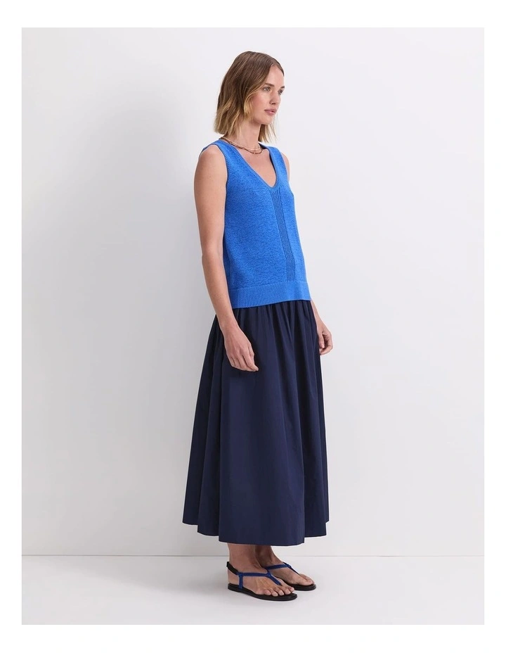 Josie Tape Yarn Knit Singlet in Blue image 3