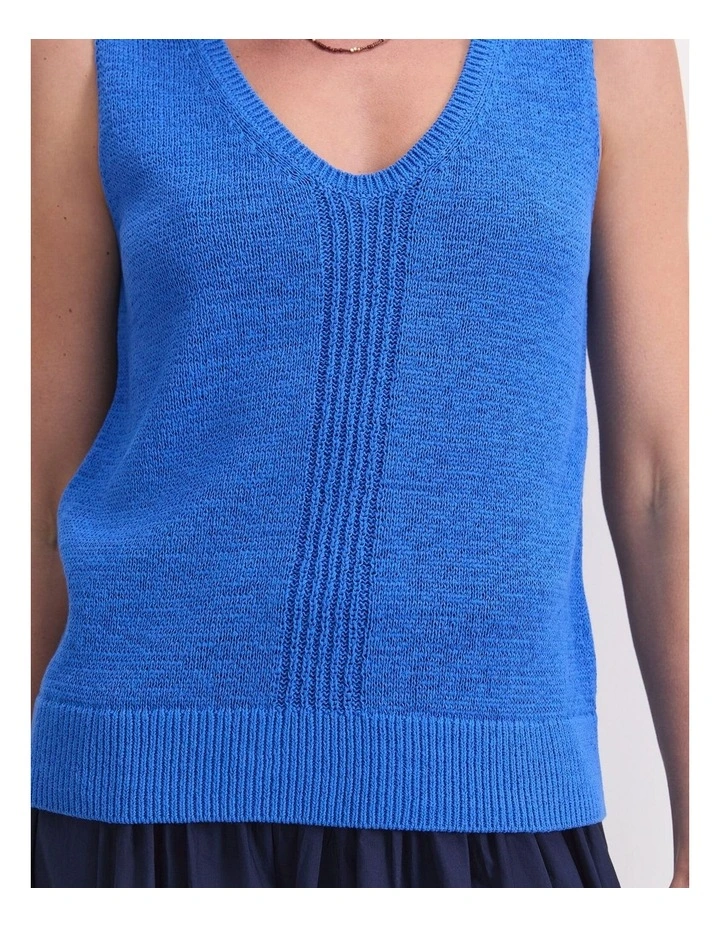 Josie Tape Yarn Knit Singlet in Blue image 5