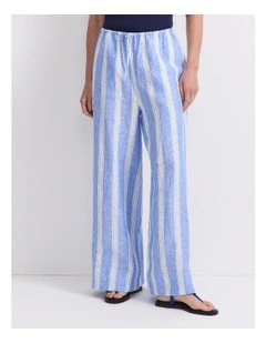 Ariana Stripe Linen Pant in Blue/White