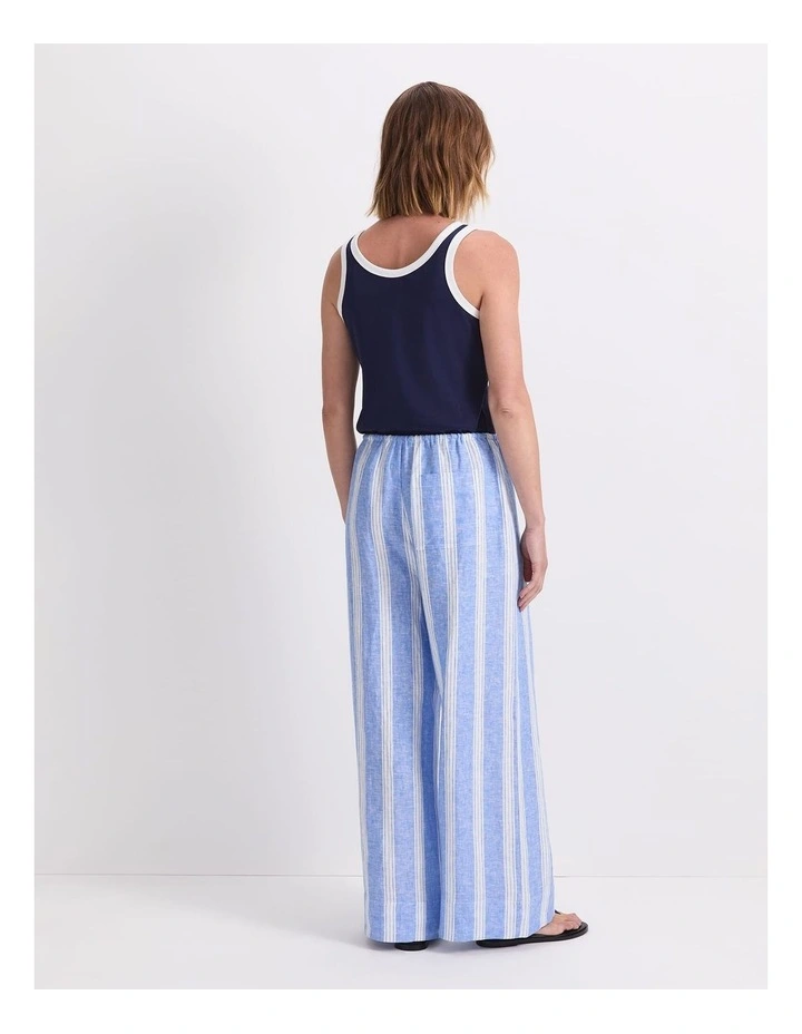 Ariana Stripe Linen Pant in Blue/White image 2