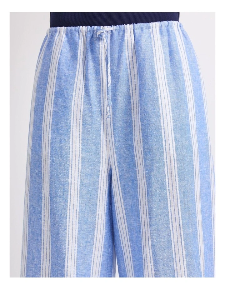 Ariana Stripe Linen Pant in Blue/White image 5