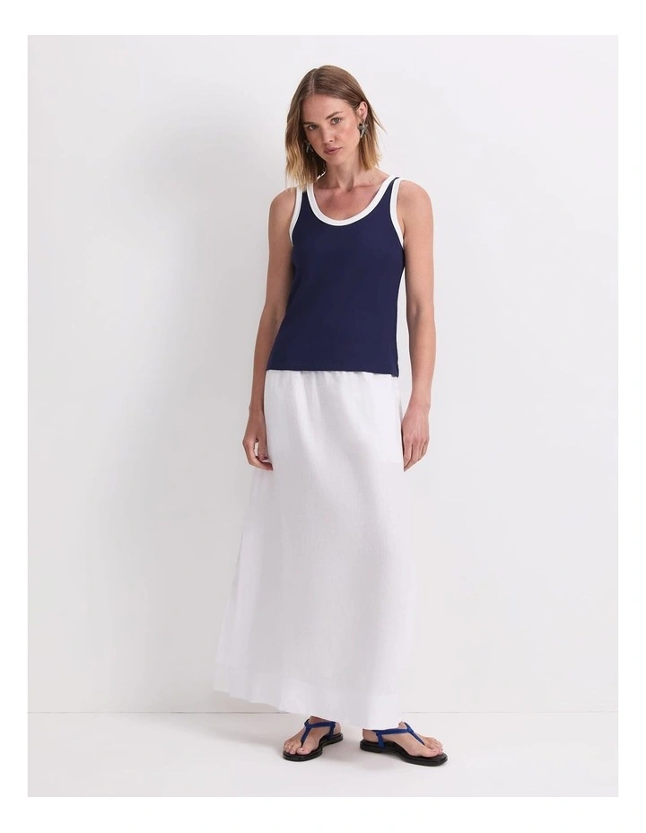 Raye Cotton Blend Tank in Navy/White image 4