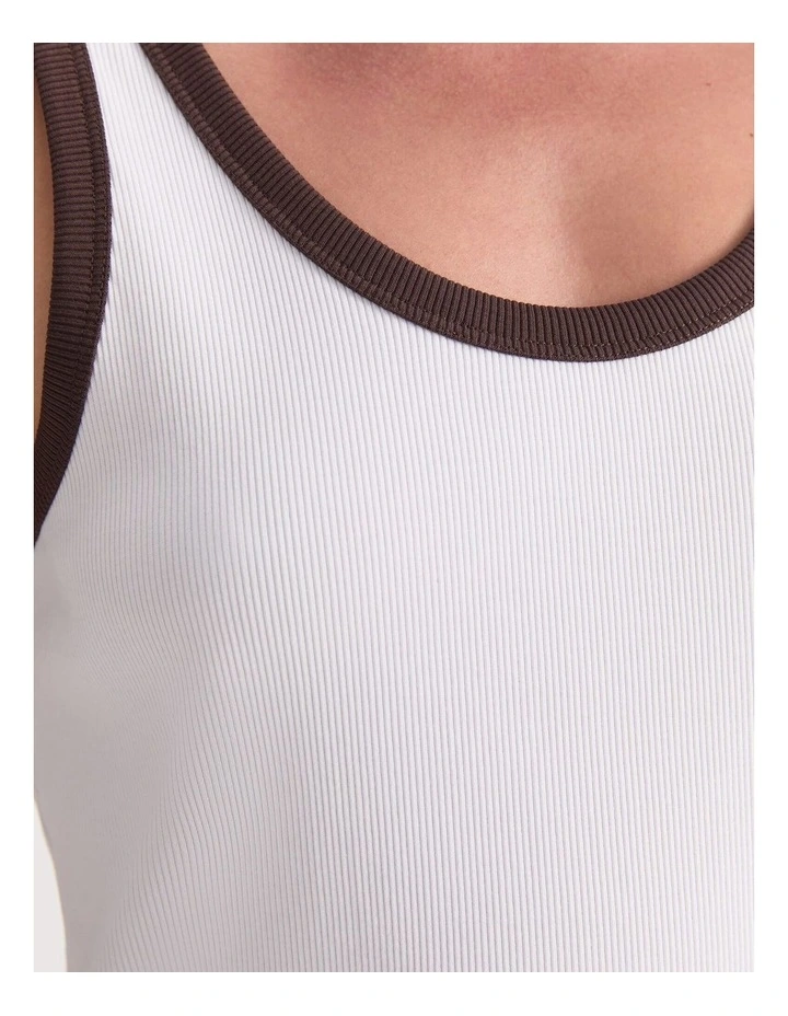 Raye Cotton Blend Tank in White/Choc image 7