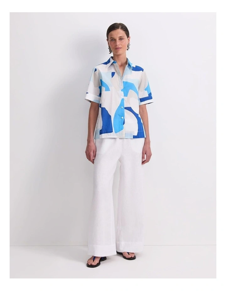 Nora Short Sleeve Lily Voile Shirt in Blue Multi image 3