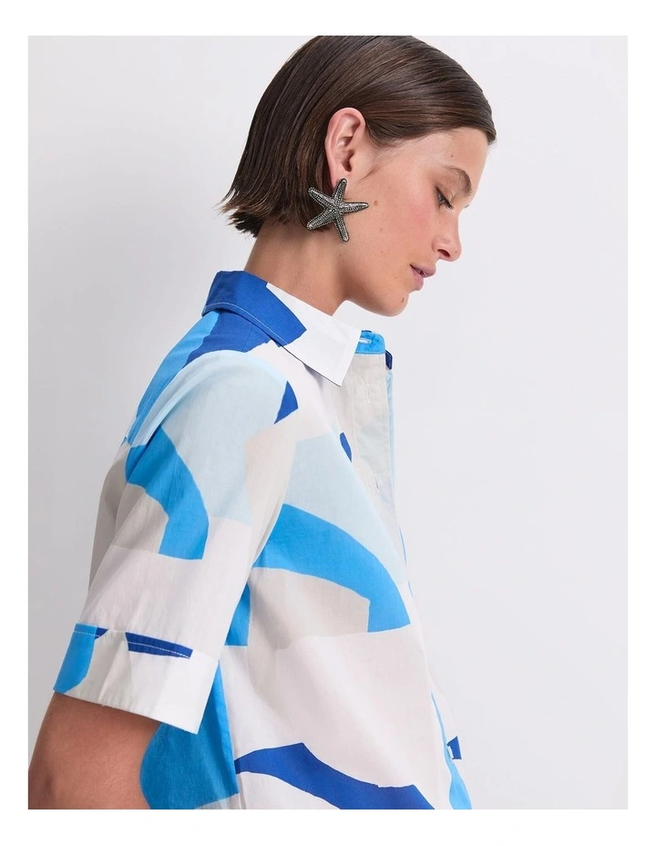Nora Short Sleeve Lily Voile Shirt in Blue Multi image 5