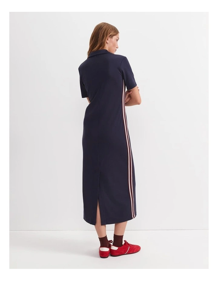 Misha Polo Midi Dress in Navy image 2