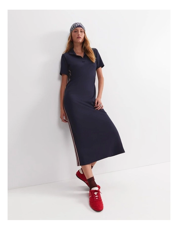 Misha Polo Midi Dress in Navy image 4