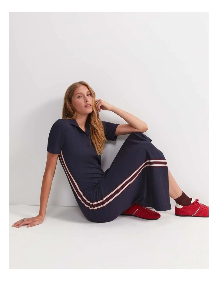 Misha Polo Midi Dress in Navy image 5