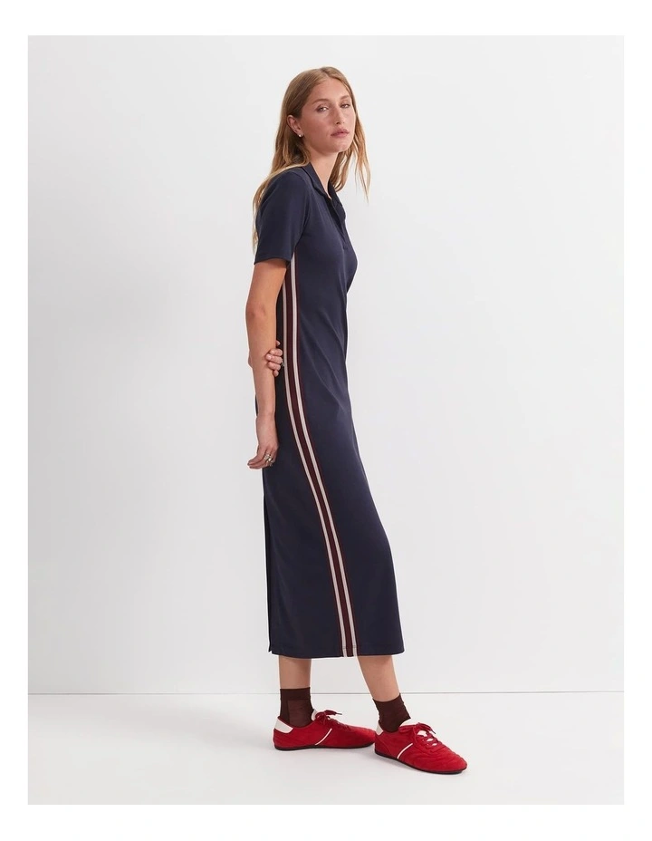 Misha Polo Midi Dress in Navy image 6